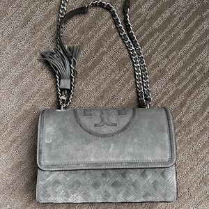 Fleming Suede Convertible Shoulder Bag Tory Burch